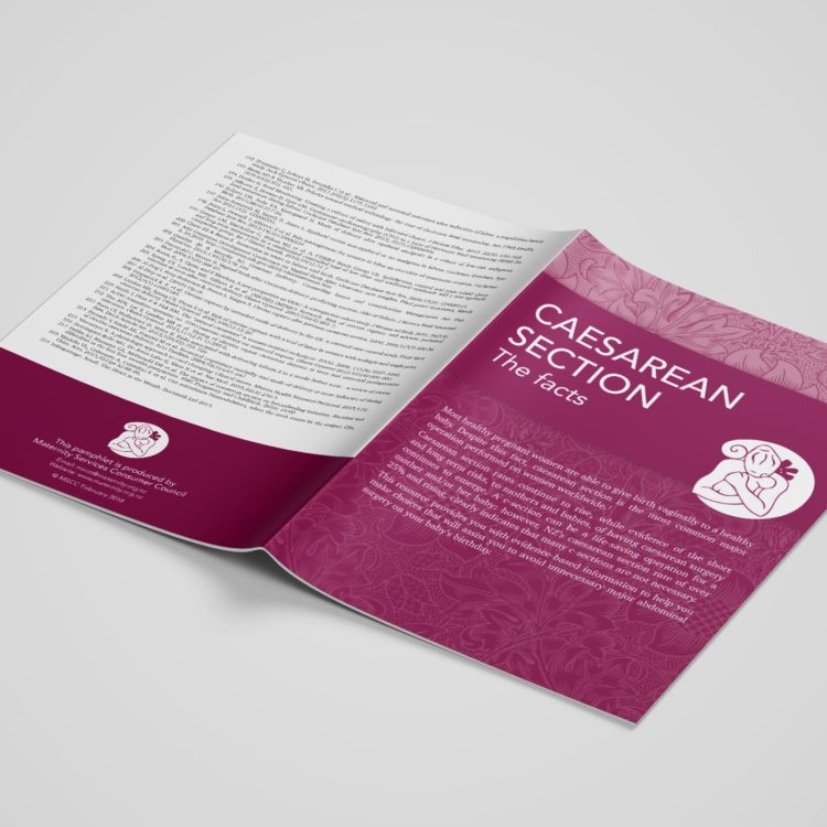 Front and back cover of MSCC's 'Caesarean Section' booklet